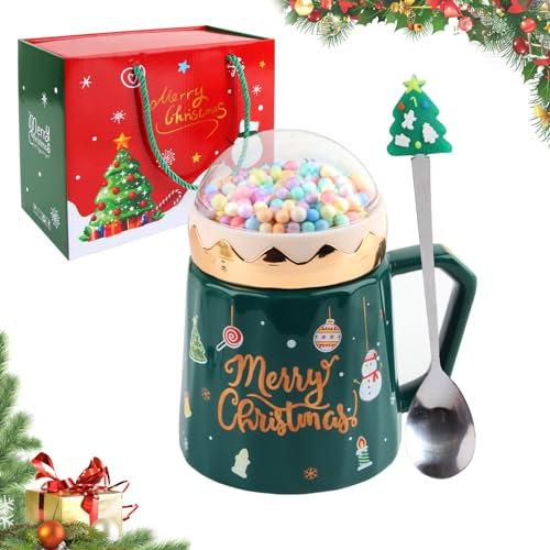 ACTOYS Tazas de Navidad Taza, Taza Navideña, Taza de Navidad, Taza de Café, Christmas Taza, Taza de Café Navideña con Cuchara Navideña, El Mejor Regalo Navideño para Padres y Amigos