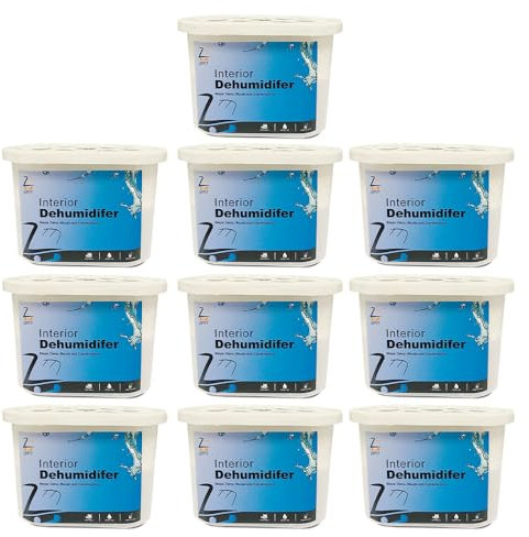Zopper 10 x 500ml Moisture Absorber Passive Dehumidifier for Home Damp Mould Prevention, Wardrobe Condensation Remover for Bedroom, Kitchen Caravan