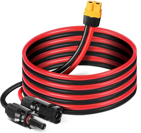 GENORTH Solarladekabel Solarkabel 1M,Solarstecker auf XT60 Stecker Solarpanel Adapter 4mm²/12AWG kompatibel mit EF Delta 2 und River Pro MAX Powerstation 757 Powerhouse Solar Generator