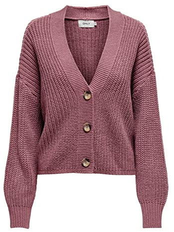 ONLY Damen Onlcarol KNT Noos L/S Cardigan Sweater, Antique Pink, XL
