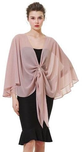 BEAUTELICATE Scialle Stola di Chiffon Donna Elegante Sciarpe Coprispalle CerimoniaDonna Estivo per Matrimonio Sposa Festa (Rosa polveroso,Taglia unica)
