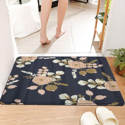 Bath Mat, Extra Long Shower Mat 60x100 cm,Watercolor Gold Rosa Blush Noisette Modern Rose Floral Pattern F,Ultra Soft Washable Bathroom Dry Fast Water Absorbent Bedroom Area Rugs Kitchen Rugs Non Skid