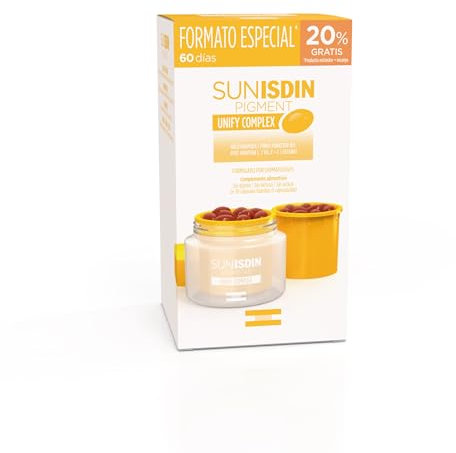 ISDIN SUNISDIN Pigment PACK DUPLO, Cápsulas Orales con Vitaminas, Complemento Alimenticio con Protección Celular contra el Daño Oxidativo del Sol, 60 Cápsulas