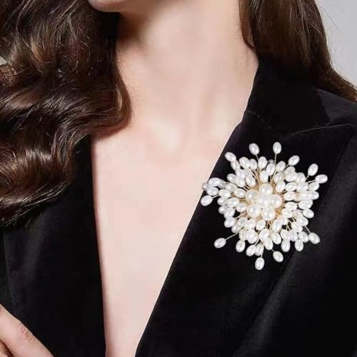 1 Stück Perlenbrosche Corsage Haarnadel Haarspange Damen Vintage Perlen Blumen Brosche Blumen Haarschmuck Kopfbedeckung für DIY Handwerk Hochzeits Party Geburtstag Schmuck Zubehör,Weiß A