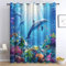 Srigzcaly Verdunkelungsvorhänge 2 Stück 75x166cm(BxH), Unterwasserwelt Delfine Grommet Vorhänge - Lärmminderung, Staubdicht Vorhange Blickdicht, Blau Polyester Vorhänge für Kinderzimmer&Wohnzimmer