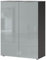 Lomadox Schuhschrank Flurschrank Garderobenschrank Flurkommode Schuhkommode 2-türig Graphit mit Glasfront grau 87,1x119,8x39,9 cm