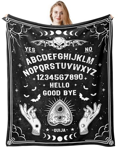Ouija Brettdecke, 150 x 130 cm, Gothic-Hexe, Geburtstagsgeschenke für Damen/Herren, Halloween-Weihnachtsdekoration, Gothic-Skelett-Schädel, Ouija-Brettdekoration, gruselige Geschenke,