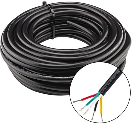 URCIANOW Cavo 5 Poli 0,3mm² Filo Elettrico a 5 Fili 10 Metri 5 Conduttori Cavo UL2464 Filo 5 Poli di Rame Stagnato 22AWG Nero Rivestito in PVC per Elettrodomestici da Cucina