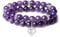 AWARDSEN Herz Edelstein Armband Damen, Amethyst Kristall 8mm Edelstein Schmuck, Violett Heilsteine Armband, Partnerarmbänder Geschenk für Frauen