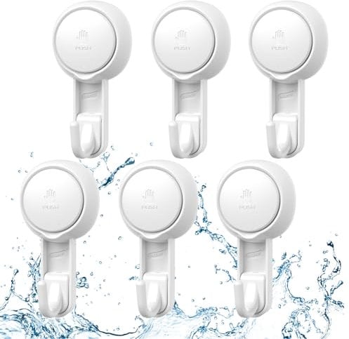 Marchpower Suction Cup Hooks, Heavy Duty Hooks Hold up to 11LB, Reusable & Waterproof Transparent Shower Towel Hanger Kitchen Bathroom Hook for Loofah Wreath Bags Bathrobes - 6 Pack
