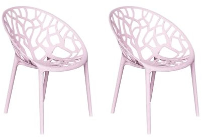 LC Garden Vomo Stapelstühle 60,5x58x79cm Gartenstühle Terassenstühle Bistrostühle Kunststoffstühle (Rosa, 2er Set)