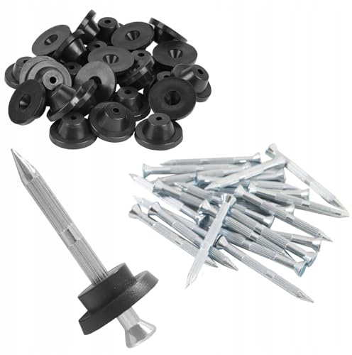 100 Stück Dichtnägel für Noppenbahn - Länge Nagel 45mm - Montagenägel/Montageknöpfe für Noppenfolie mit Baudrainage Hochbeete Blumentöpfe Kellerwände - Scheibendurchmesser 35mm - Loch 4,5mm