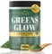 He-Ju Greens Glow Grüne Helfer Entgiftungspulver mit Apfelfaser, Spirulina, Brokkoli & 13 Vitaminen, 300g Superfood-Mix, vegan, ohne Zuckerzusatz, mit Vitamin C & D zur Unterstützung der Immunfunktion