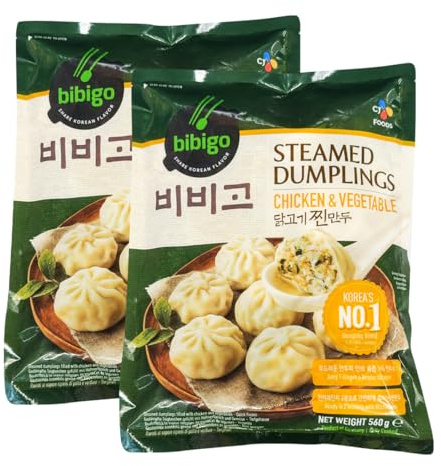 Bibi-go Steamed Dumplings 560G Filled With Chicken And Vegetables, Juicy Filling In A Tender Wrapper Quick Frozen Product Of Korea Pack Of 2