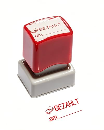BEZAHLT am Textstempel - Office Stempel für Dokumente Selbstfärbender Stempel Praktischer Bürostempel für täglichen Gebrauch – Rot