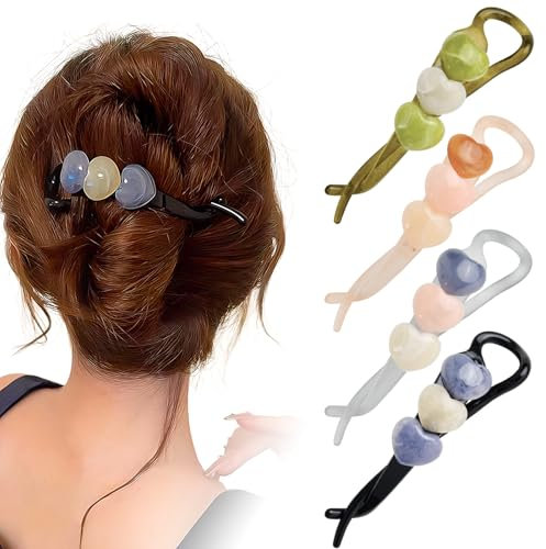 4 Piezas Pinzas para el Cabello, Pinzas tipo Banana, Pinza de Agarre, Pinzas Rectas, Antideslizantes y No Dañan el Cabello para Peinados Recogidos, Semirecogidos y Colas de Caballo