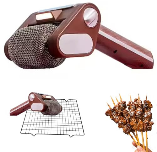 Cepillo De Parrilla Eléctrica Inalámbrica, Explosiones De Rodillo De Potencia De Acero Inoxidable Cepillo De Limpieza Giratoria con Luces Led Incorporadas, Limpiador De Cepillos Recargables para