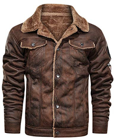Giacca da Motociclista in Pelle dall'aspetto Invecchiato Marrone Chiaro,Giacca in Pelle Uomo Vintage Autunnale Invernale Bomber Giubbotto Antivento Cappotto Giacca di Pelle Classico,Moda