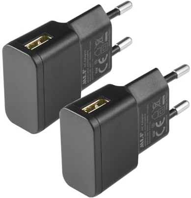 Paquete de 2 Cargadores USB, Adaptador de CA a CC de 5 V, 1A, 5 W, para cámaras IP, tabletas, Reproductores MP3, lectores electrónicos, teléfonos Inteligentes, Herramientas eléctricas, etc, Negro