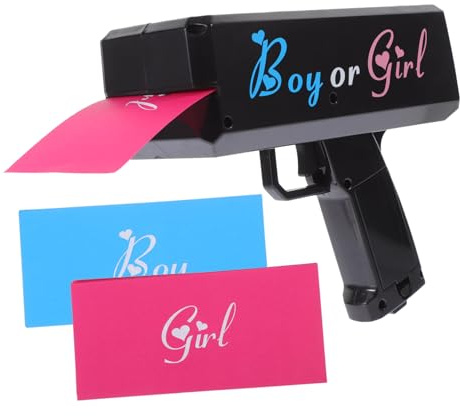 ELAYARD Shooter Gender Reveal Compact pour Fête Lanceur de Confettis Noir Accessoire Amusant pour Annoncer Garçon ou Fille Cadeau Original pour Parents et Invités