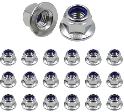 Dadi autobloccanti a flangia M8, in acciaio inox 304, DIN6923, A2, V2A, filettatura regolare, dadi esagonali, flangia, dadi di bloccaggio
