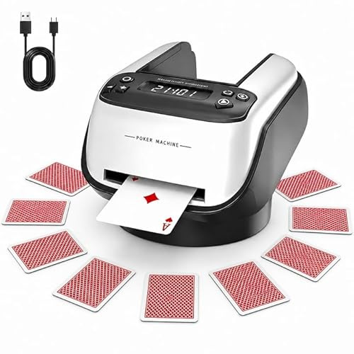 Dyovbze Automatischer Kartengeber, 2-in-1-Kartenmischer und -geber, um 360° drehbar mit präziser Kartenausgabe, robuster Mechanismus, für bis zu 12 Spieler bei Partyspielen zu Hause