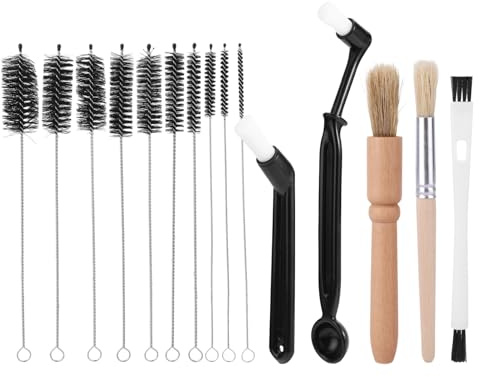 Goktvai 15pcs Coffee Machine Cleaning Brush Kit, Espresso Machine Cleaning Tools Set with 10 Size Detail Clean Brushes Accessories for Water Bottles Glasswares Mugs Coffee Pots Cups