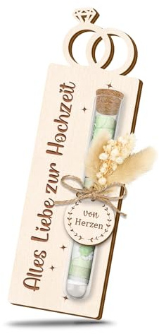 Hochzeitsgeschenke für Brautpaar, Elegante Geldgeschenk Hochzeit, Geldgeschenke Verpackung mit Trockenblumen & Reagenzglas, Kreative Hochzeitsgeschenk Geld