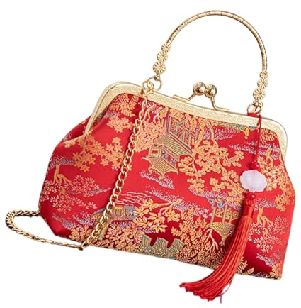 Práctico bolso cruzado bordado de estilo tradicional chino para mujer, bolso de noche para boda, uso diario, bordado