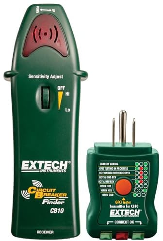 Extech CB10 Circuit Breaker Finder, Locates fuses/Breakers, Tests receptacles and GFCI Circuits