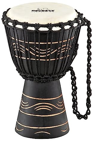 Nino Percussion Moon Rhyhtm Djembe - Mittelgroßes Musikinstrument für Kinder ab 3 Jahren - Durchmesser 7 Zoll - Mahagoni, Natur (NINO-ADJ4-XS)