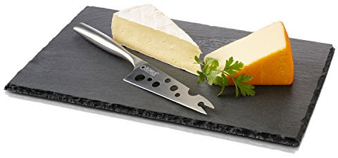 Boska Käseset Schiefer L/mit Käsebrett und Käsemesser / 33 cm/Schiefer/Edelstahl/Schwarz