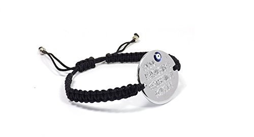 Remi Bijou - Gravurplatte Armkette Armband Makramee - Nazar Duasi Gebet für Muslimen Allah Islam - mit türkischem Auge Nazar Boncuk Evil Eye Silber Farbe