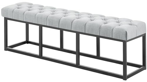 CLP Sitzbank Amun I Mit Stoff-Bezug I Mit Schwarzem Metallgestell, Farbe:grau, Größe:150 cm