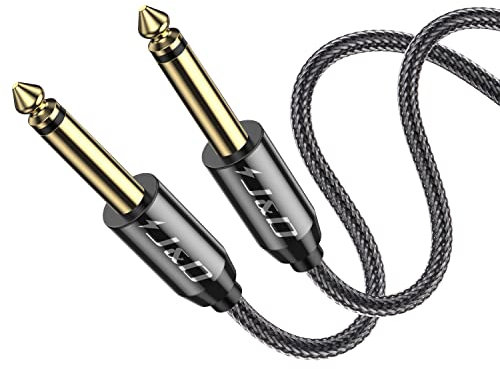 J&D 6.35mm Guitar Instrument Cable, Gold Plated Copper Shell Heavy Duty 6.35mm 1/4 inch TS Mono Audio Cable with Zinc Alloy Housing and Nylon Braid for Guitar, Multi Effects, Amplifiers, 15 Feet