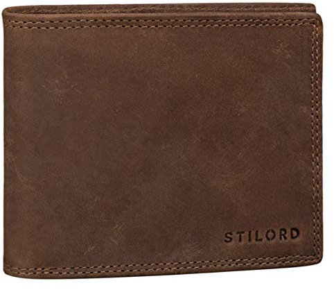 STILORD 'Antonio' Brieftasche Leder RFID und NFC Schutz Portemonnaie Herren Geldbörse Geldbeutel Portmonee Etui EC-Kartenfach Vintage Echtleder, Farbe:Antero - braun