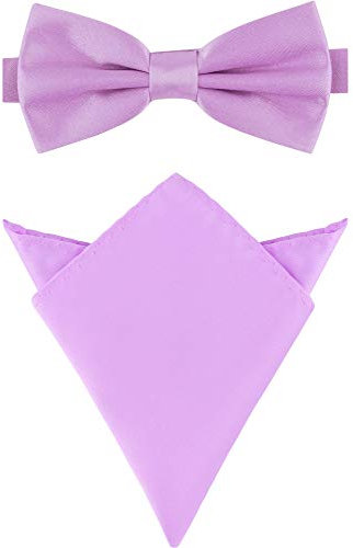 Ladeheid Herren Schmale Fliege & Einstecktuch Set M/P (12cm x 6cm, 22cm x 22cm, Violett)