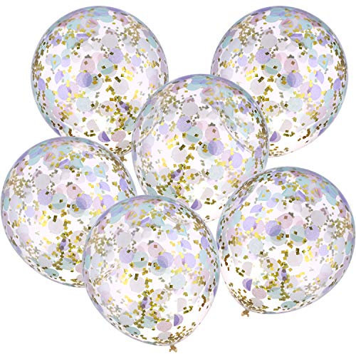 Jovitec 12 Pezzi Palloncino Coriandoli 12 Pollici Palloncino in Lattice con Coriandoli Oro Rosa Viola Verde per Matrimonio Decorazione Festa Compleanno Unicorno Sirena (Multicolore)