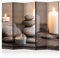 decomonkey Paravent Raumteiler Innen Zen Spa 225x172 cm 5 Teilig Beidseitig Room Divider Wall Raumteiler Stehend Trennwand Sichtschutz Spanische Wand Sichtschutzwand Wohnzimmer Holz Orient Stein