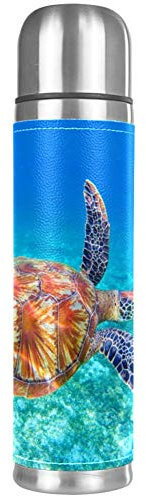 Isolierflasche Thermoskanne aus Edelstahl mit Hasen-Motiv in der Wiese, 500 ml 26x6.7cm/10.2x2.6 in Flaschen Style04