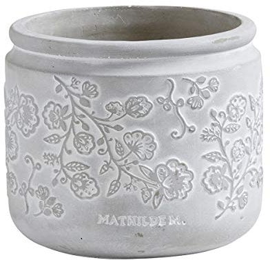 Mathilde M. Pot de fleurs 'Jardin' Ciment H 12,5 cm Shabby Chic Maison de campagne Vintage