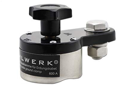 STAHLWERK Massemagnet bis 600A schaltbarer Massemagnet für Schweißkabel, Magnetische Erdungsklemme bringt Masse an jedes magnetische Werkstück, belastbar bis zu 600A