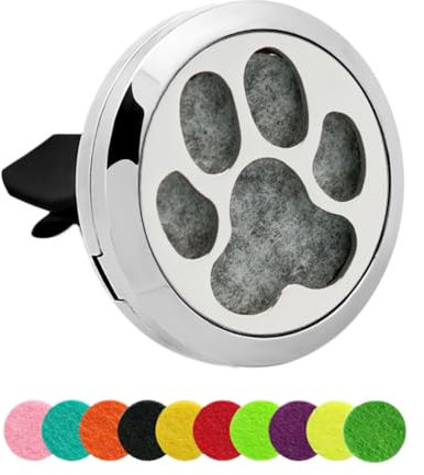 Duftöl-Diffusor Auto Deko, 30 mm, Diffusor für ätherisches Öl, Auto-Lüftungsclip, Aromatherapie, schwimmendes Charm-Medaillon mit 10 farbigen Nachfüllpads (zufällige Farbe)
