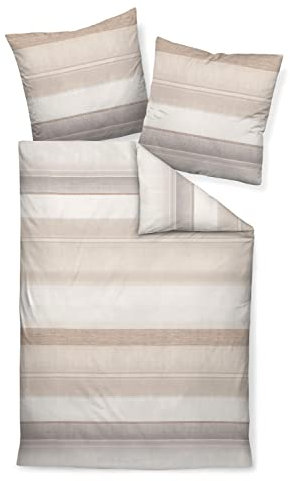 Janine Design Feinbiber Bettwäsche Davos 65106 milchkaffee Graphit 1 Bettbezug 135 x 200 cm + 1 Kissenbezug 80 x 80 cm