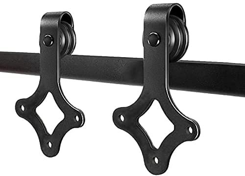 LSDRALOBPOI Schiebetürsystem Rollenführung Bodenführung Scheunentor Hängeschiene Antik Schwarz Schiebebeschläge Schrank Holztür Schiebeschiene Kit 714(Color:Brown)