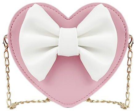 MilyaDE Süße Mädchen PU Leder Umhängetasche Herzförmig Schleife Prinzessin Mini Taschen, Kinder Cross Body Handtasche Schultertasche
