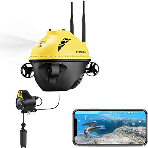 Chasing F1 Fischfinder-Drohne - ROV - bis zu 28 Meter - kabellose Unterwasser-Angelkamera - unterstützt Live-Streaming - GPS - Gelb