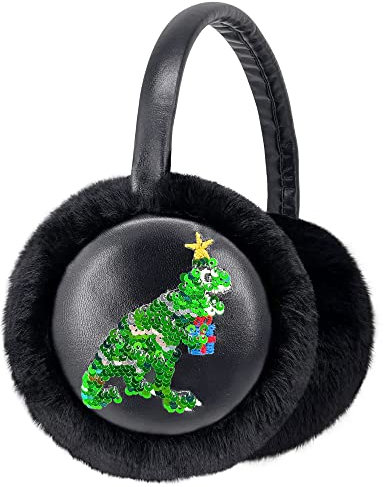 Gifts Treat Cache-oreilles réglables pour garçons et filles avec motif animal, Dino de Noël à paillettes, M