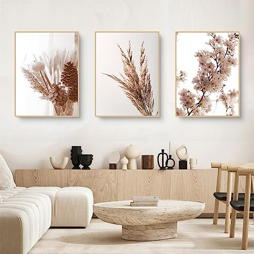 TROYSINC 3er Set Premium Moderne Poster, Beige, Ohne Rahmen, Wandbild Print Bilder Kunstposter Deko für Wohnzimmer (Stil A,40 x 50 cm)