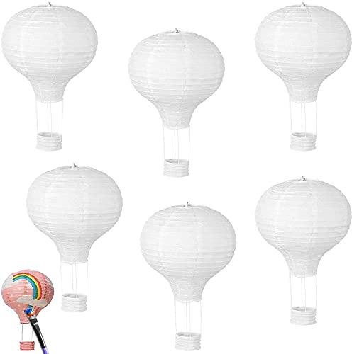 6 Farolillos De Papel con Globo Aerostático, Linterna De Papel De Globo De Aire Caliente, Atrapasol De Globo Aerostático, para Decoración Fiesta Bienvenida Al Bebé Boda del DIY Cumpleaños
